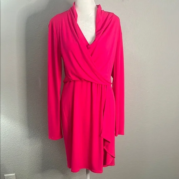 Victoria's Secret | Dresses | Victorias Secret Faux Wrap Dress Hot Pink  Size Medium | Poshmark